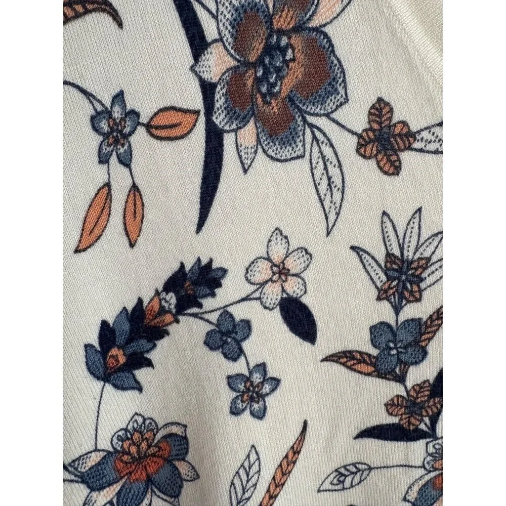 Daniel Rainn Ivory Fall Floral Print Button Front Cardigan Sweater Size Small - Picture 3 of 12